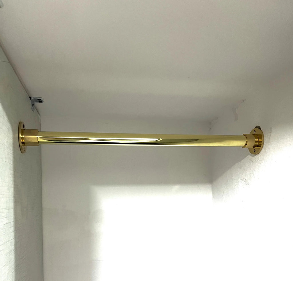 Unlacquered Brass Closet Rod, Handmade Wardrobe Hanging Bar Brass Clothes Storage