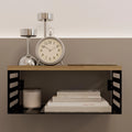 Solid Brass & Wood Floating Nightstand: Wall-Mounted Bedside Table