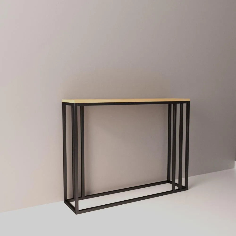 Modern Slim Console Table with Solid Brass Frame, Minimalist Entryway Console Table