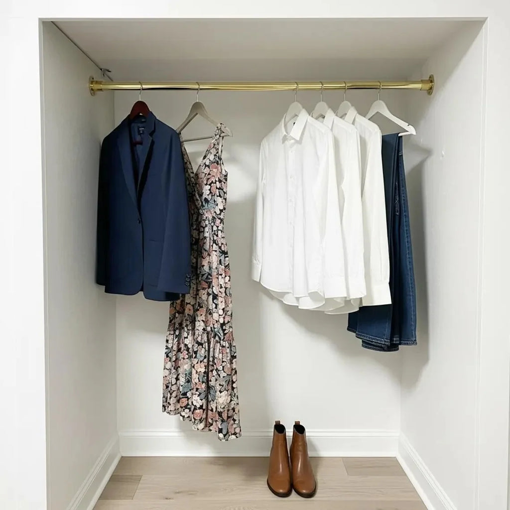 Unlacquered Brass Closet Rod, Handmade Wardrobe Hanging Bar Brass Clothes Storage