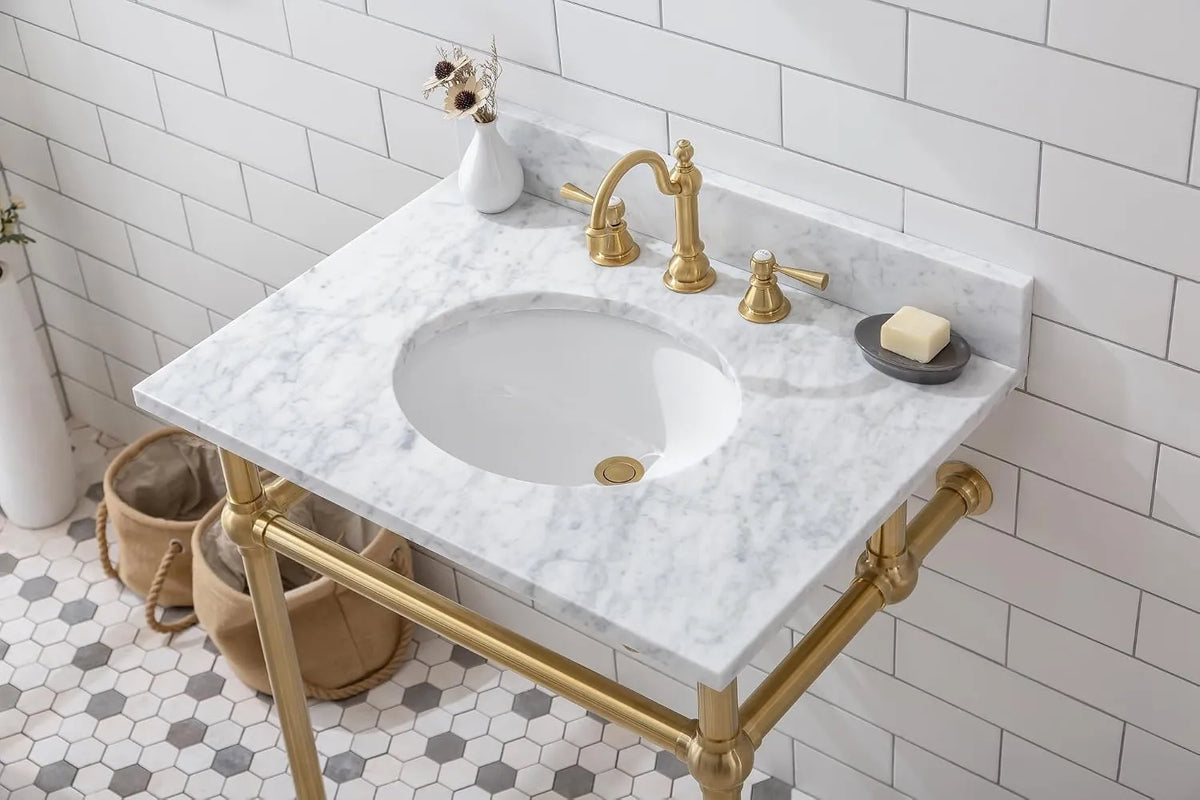 Wash Stand Satin Brass Legs, Vanity Sink Brass Console