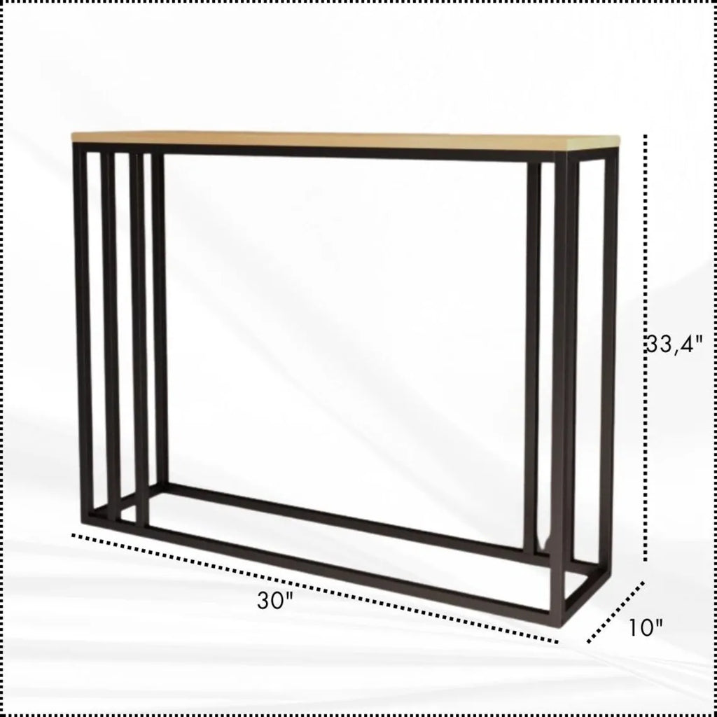 Modern Slim Console Table with Solid Brass Frame, Minimalist Entryway Console Table