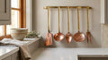 kitchenware: Handmade Copper & Brass 5-Piece Utensil Set on Wall Rack | Ladle, Skimmer, Spatula for Luxury Home Decor