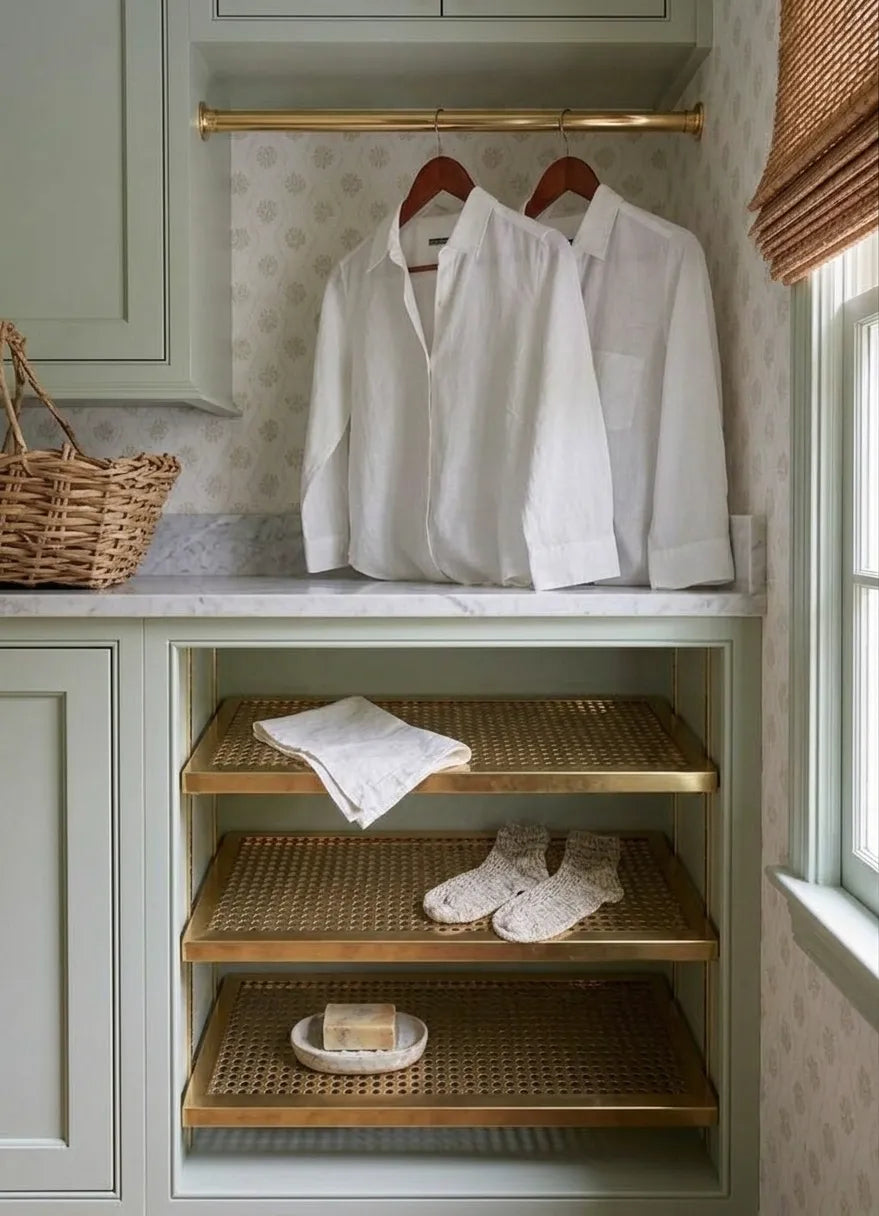 Unlacquered Solid Brass Laundry Rack, 20 mm Closet Rod