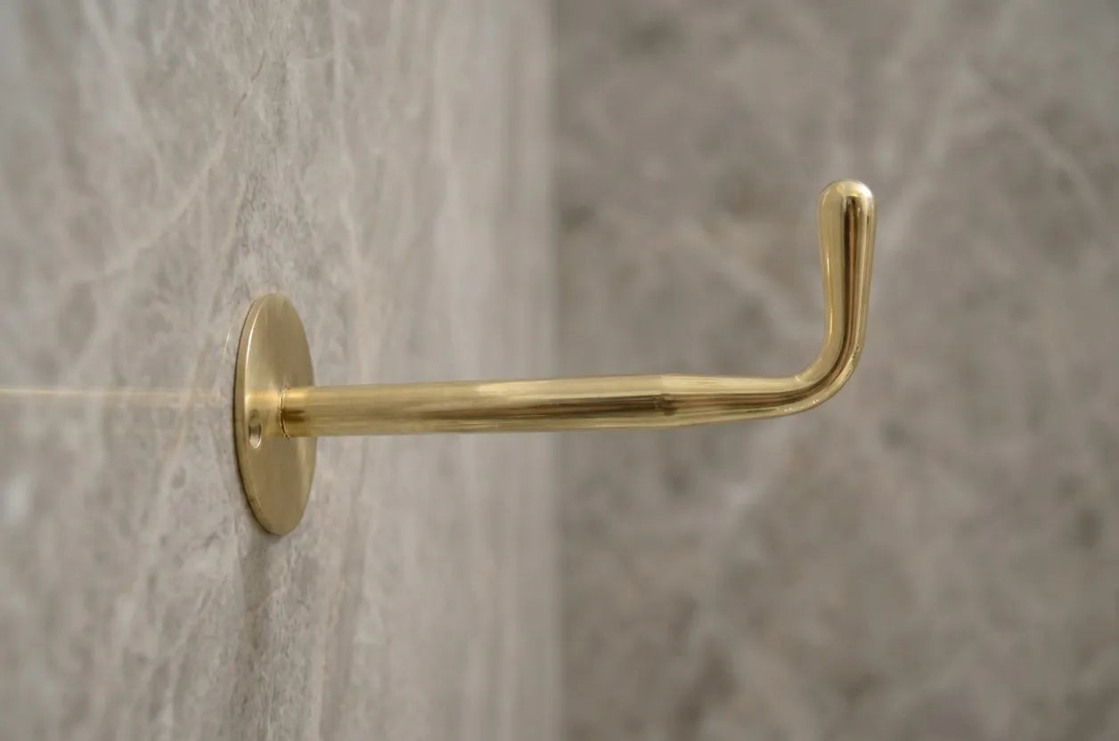 Unlacquered Brass Long Hook With Backplate