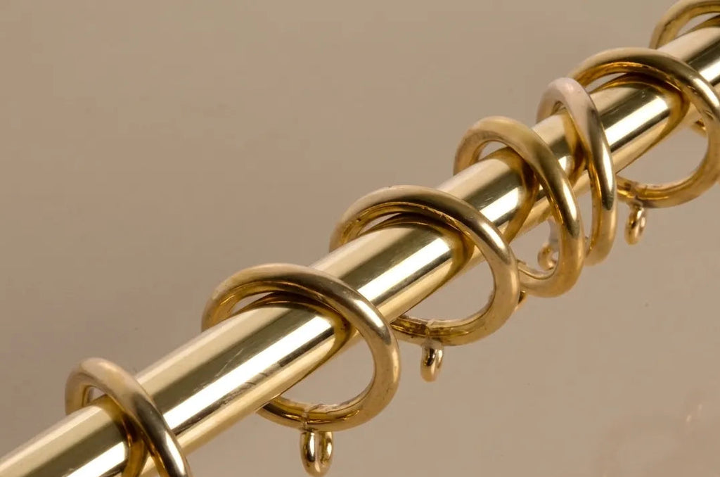 Solid Brass Curtain Rings with Loops | Vintage Style Unlacquered Drapery Cafe Rings