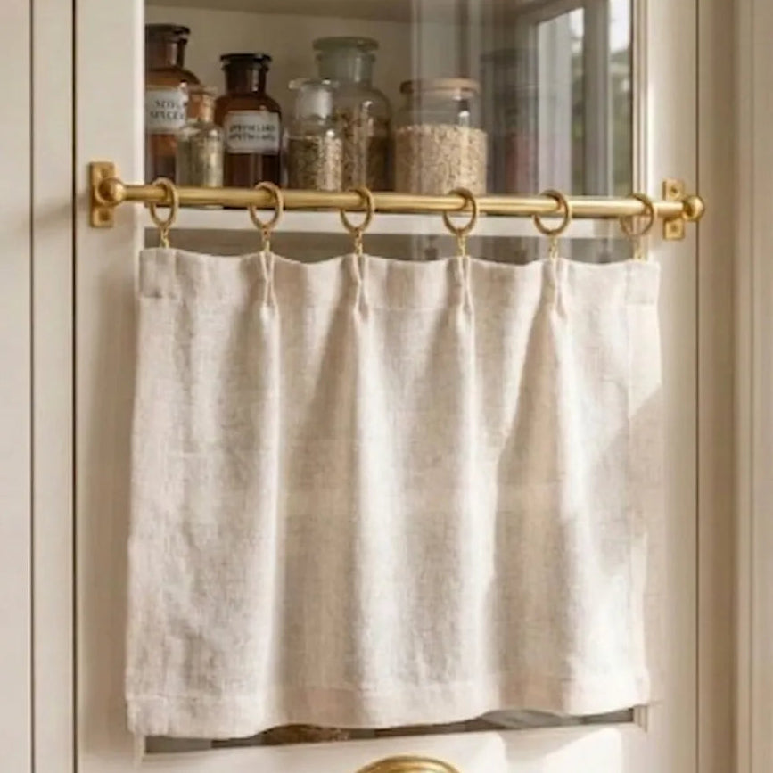 Solid Brass Curtain Rings with Loops | Vintage Style Unlacquered Drapery Cafe Rings