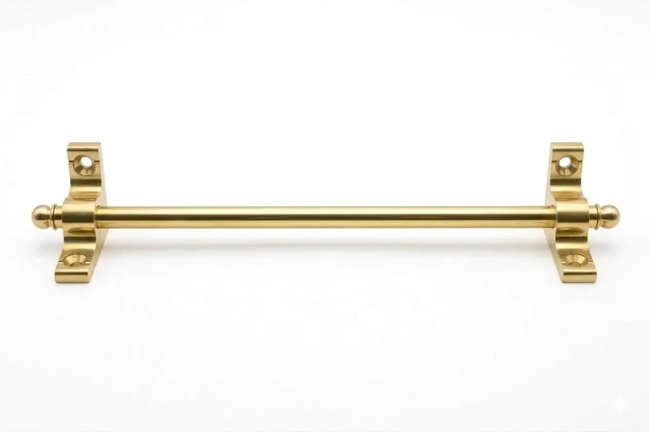 Stair rod displayed on a white background, showcasing its polished finish and decorative design for securing and enhancing stair runners.