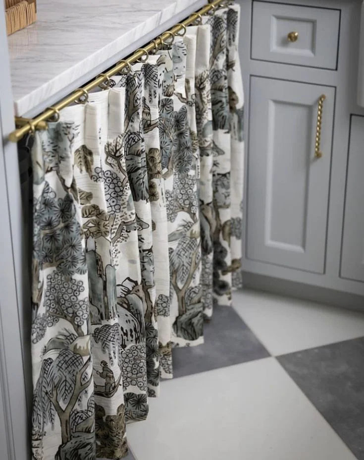 Cupboard Skirt Brass Rod, Cabinet Curtain Skirt Rod