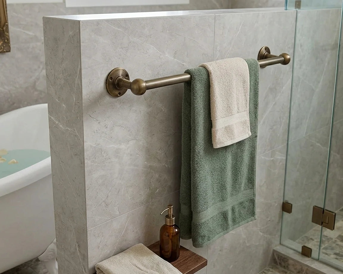 Wall Mounted Solid Brass Towel Bar Bronze Finish, Bathroom Towel Holder, Antique Bronze Solid Brass Towel Rack